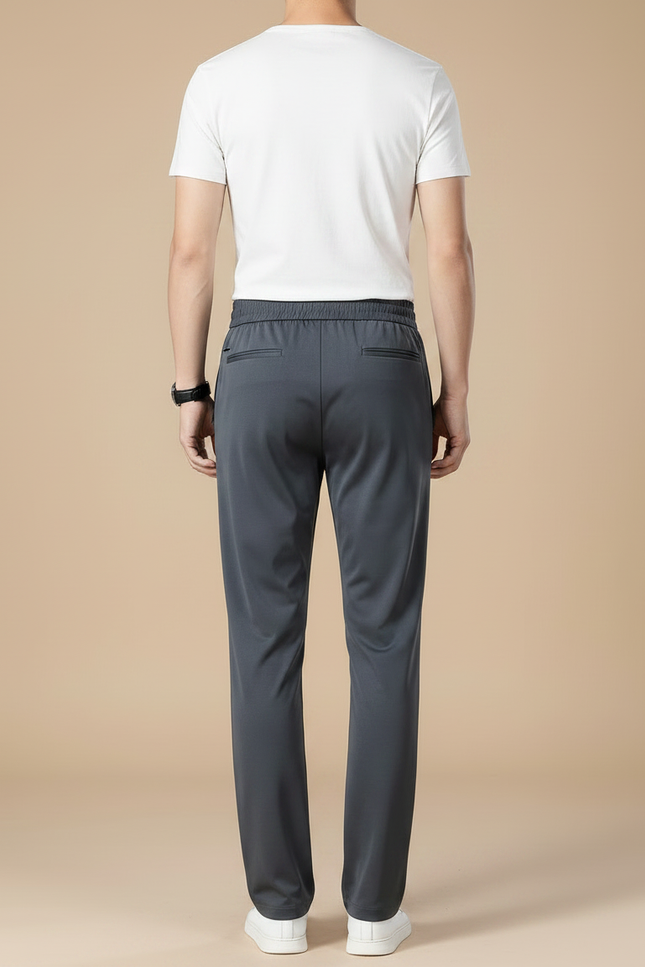 Pantalon Fluide Homme Gris Droit Décontracté Extensible - Polyester - vue 2