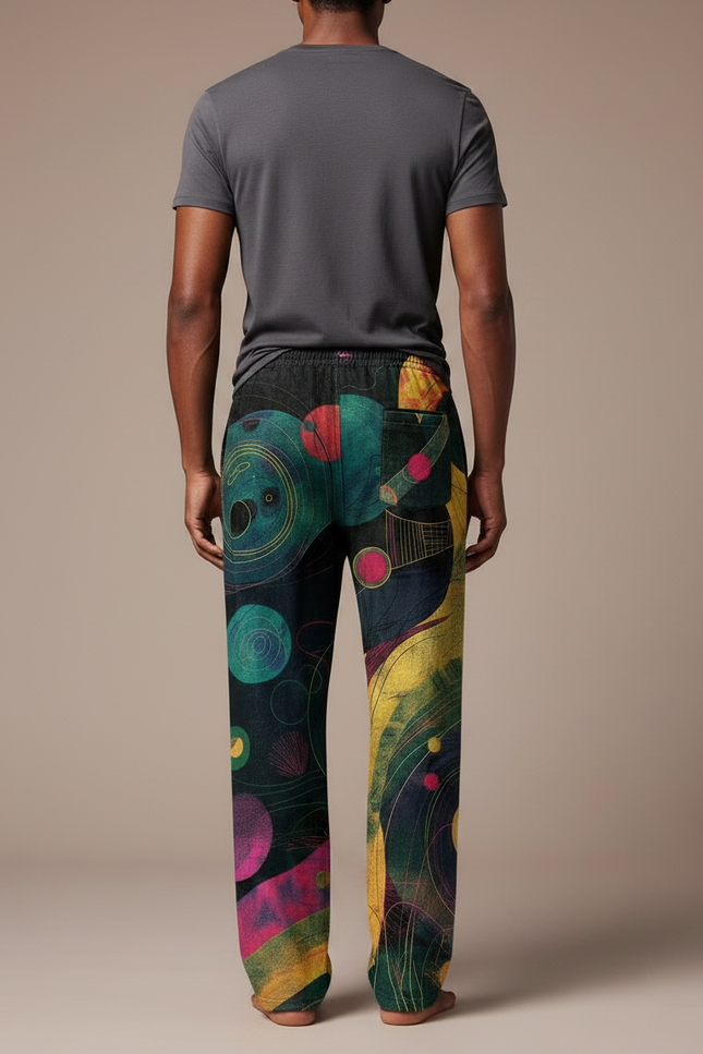 Pantalon Fluide Imprimé Abstrait Coloré Ample Décontracté Homme - Viscose - vue 2