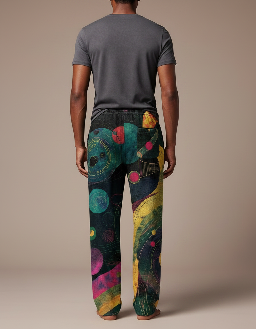 Pantalon Fluide Imprimé Abstrait Coloré Ample Décontracté Homme - Viscose - vue 2