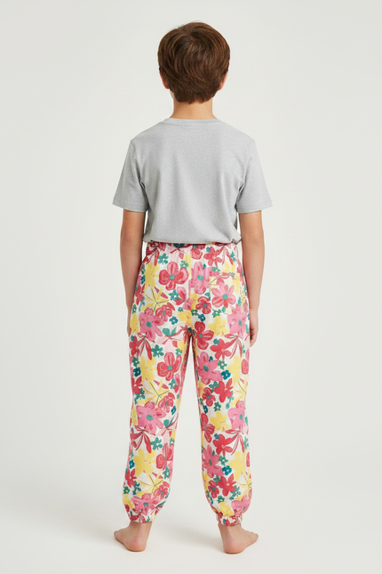 Pantalon Fluide Imprimé Floral Ample Élastiqué Unisexe - Viscose - vue 2