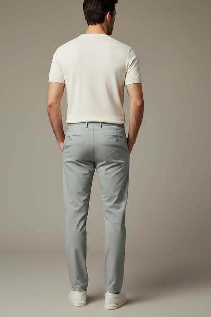 Pantalon Fluide Gris Clair Droit Stretch Homme - Polyester - vue 2