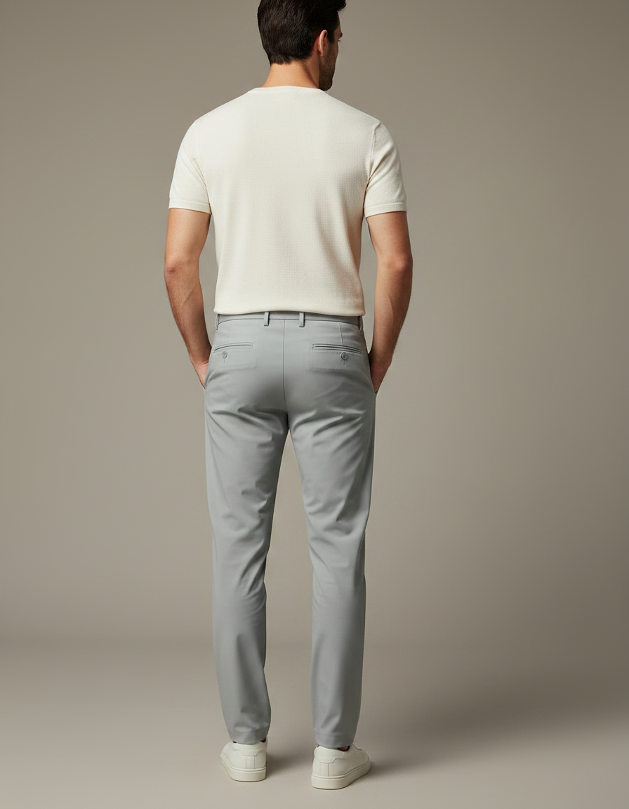 Pantalon Fluide Gris Clair Droit Stretch Homme - Polyester - vue 2