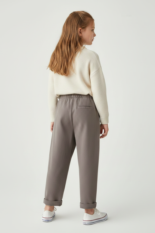 Pantalon Fluide Gris Ample Confortable Décontracté Enfant - Molleton - vue 2