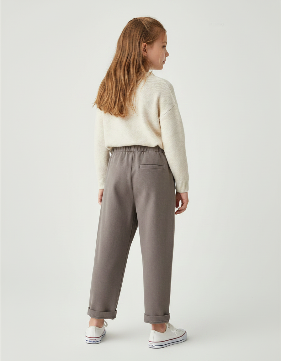 Pantalon Fluide Gris Ample Confortable Décontracté Enfant - Molleton - vue 2