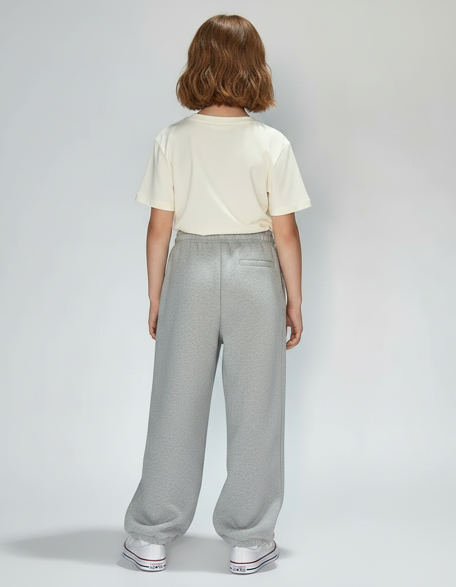 Pantalon Fluide Fille Gris Coupe Ample Coton - Molleton - vue 2