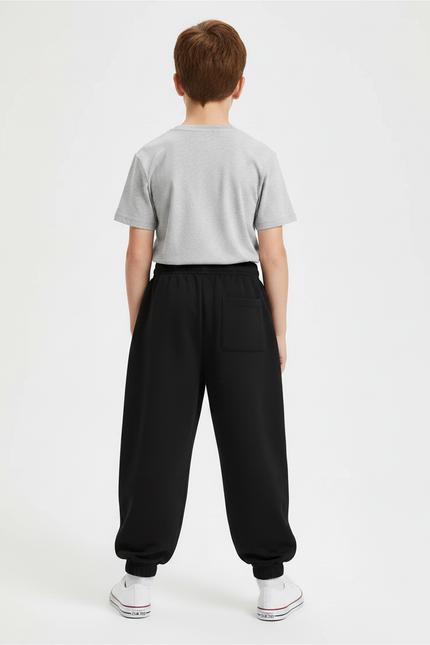 Pantalon Fluide Noir Ample Coton Sport Garçon - Molleton - vue 2