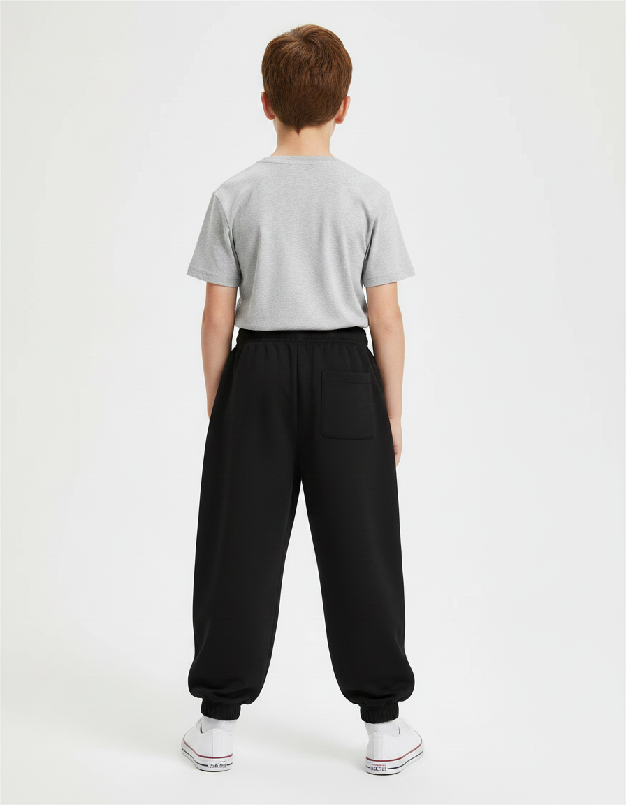 Pantalon Fluide Noir Ample Coton Sport Garçon - Molleton - vue 2