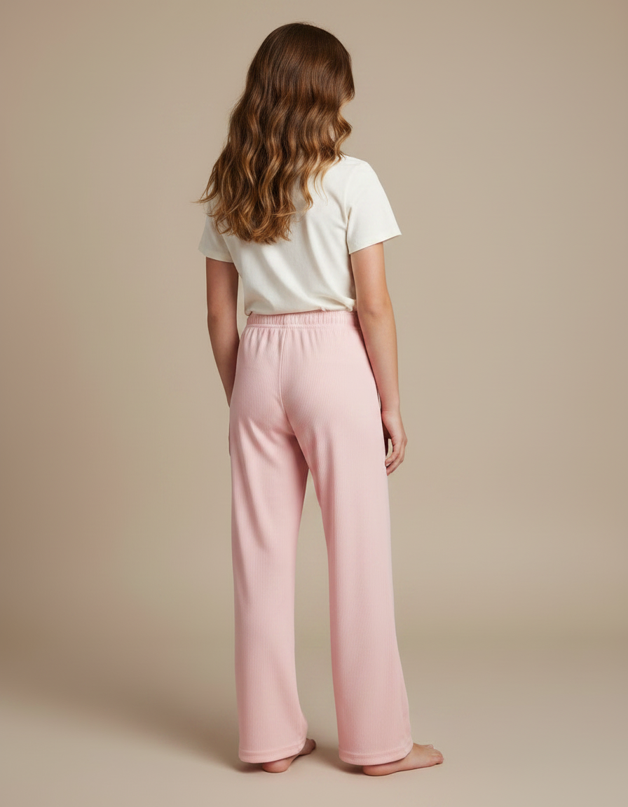 Pantalon Fluide Rose Côtelé Ample Confortable Fille - Cordé - vue 2