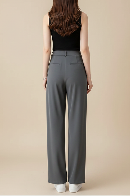 Pantalon Fluide Polyester Femme - Gris - vue 2