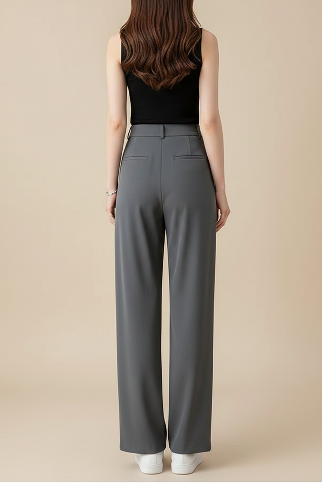 Pantalon Fluide Polyester Femme - Gris - vue 2