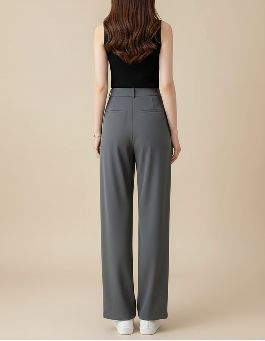 Pantalon Fluide Polyester Femme - Gris - vue 2