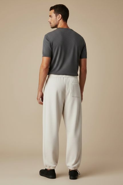 Pantalon Fluide Écru Coton Ample Décontracté Homme - Beige Molleton - vue 2