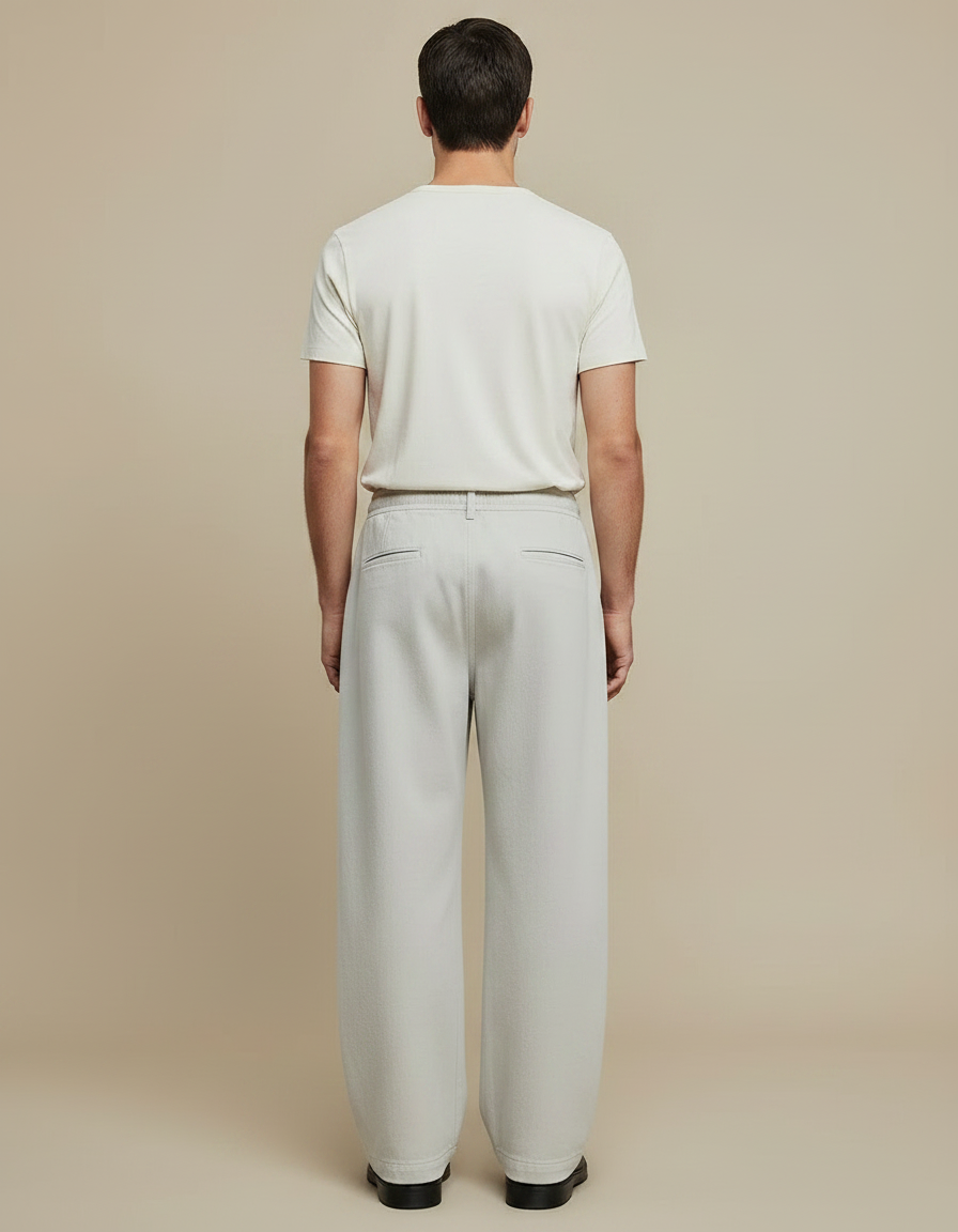 Pantalon Fluide Gris Clair - Gabardine - vue 2