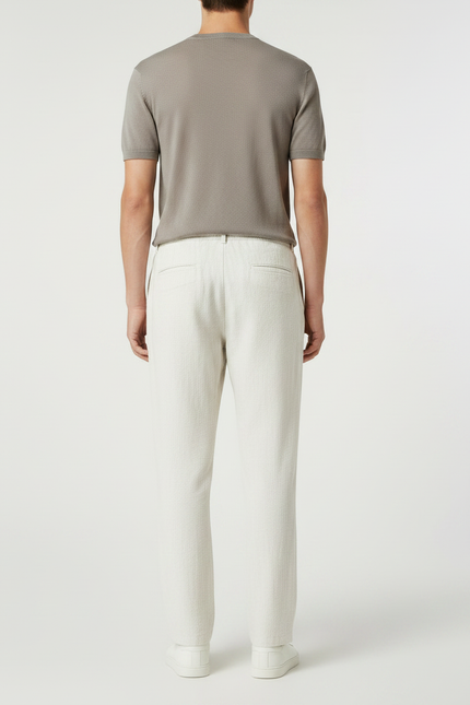 Pantalon Fluide Écru Lin Ample Cordon Décontracté Homme - Beige - vue 2