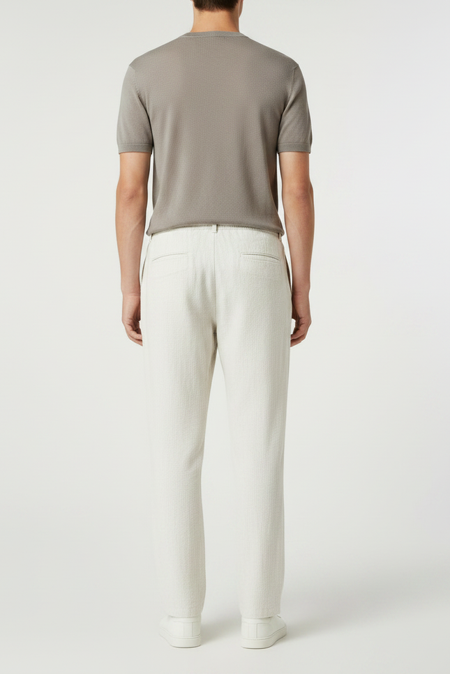 Pantalon Fluide Écru Lin Ample Cordon Décontracté Homme - Beige - vue 2