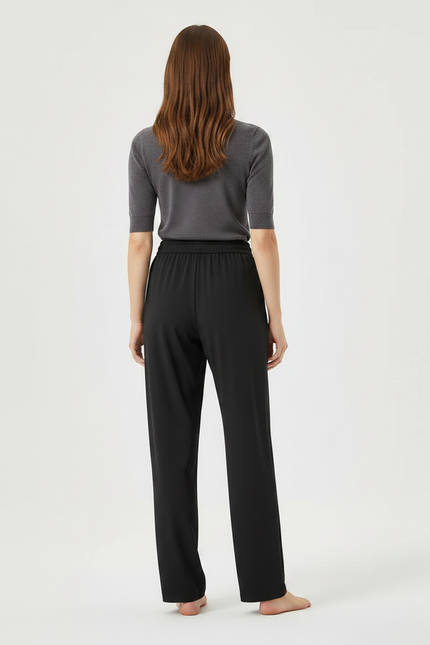 Pantalon Pyjama Femme Fluide - Noir Polyester - vue 2