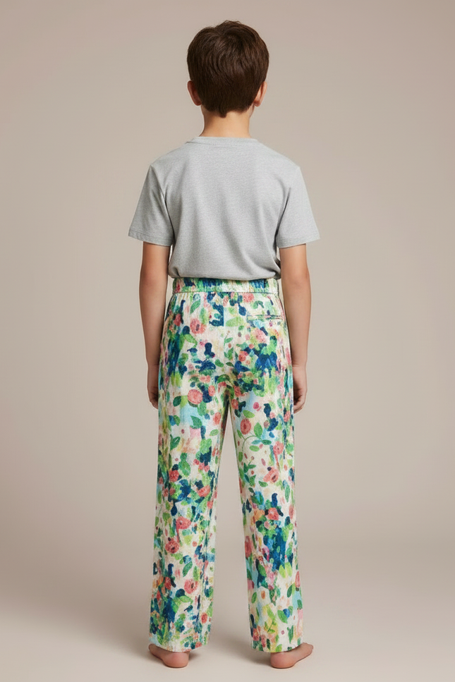 Pantalon Fluide Imprimé Floral Ample Décontracté Multicolore - Lin - vue 2