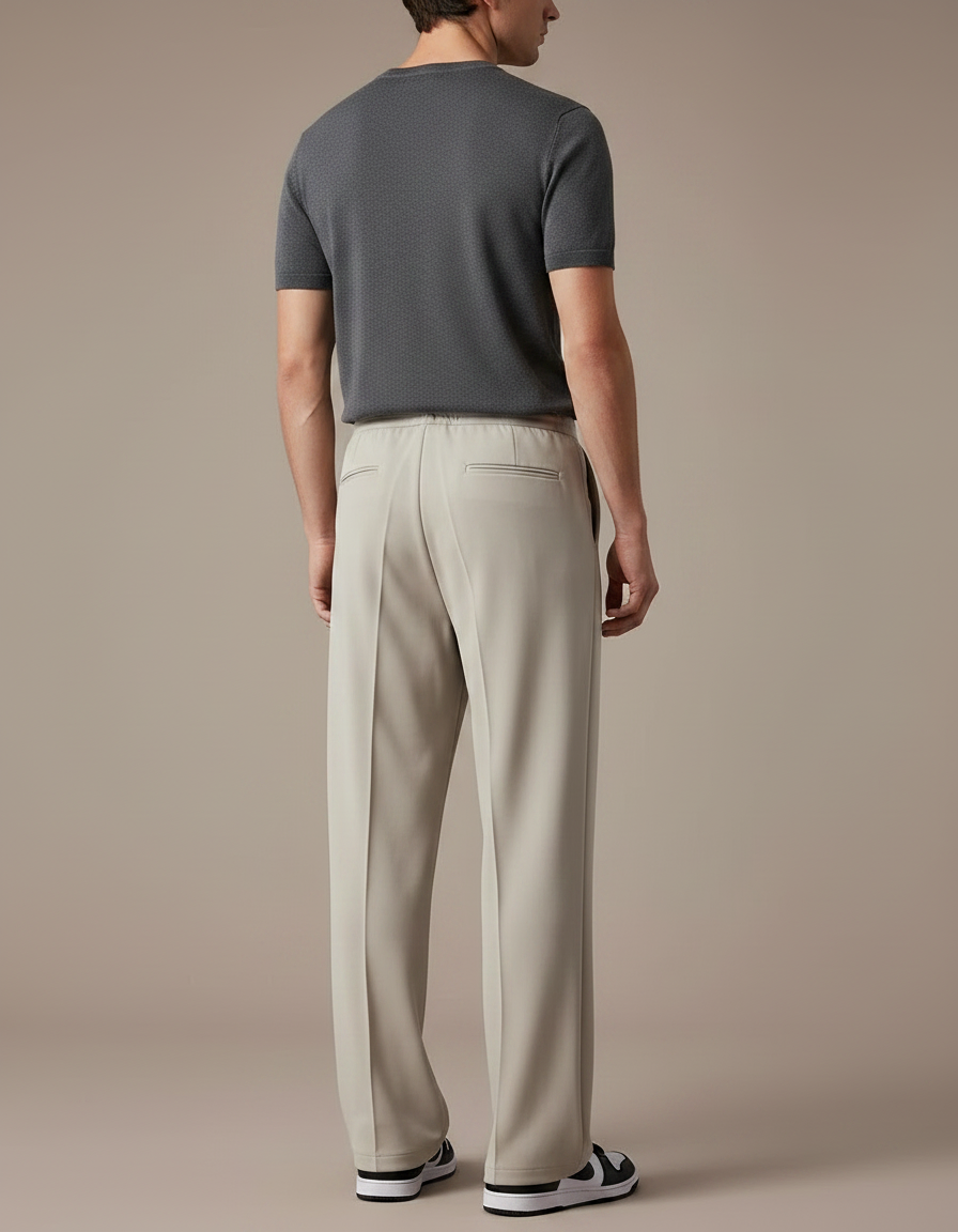 Pantalon Fluide Beige Homme Décontracté Droit Léger - Polyester - vue 2