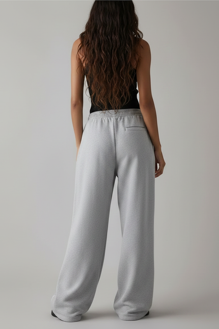 Pantalon Fluide Gris Ample Décontracté Confortable - Molleton - vue 2