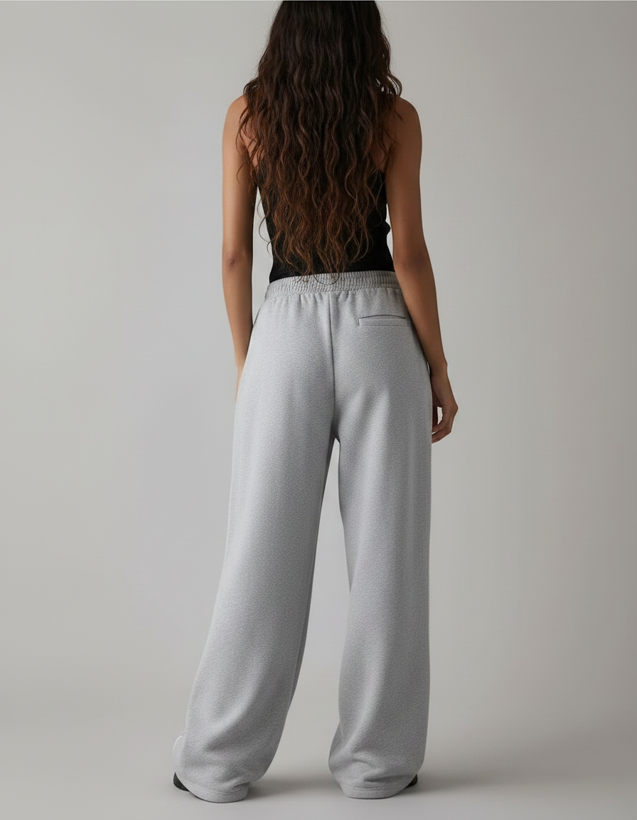 Pantalon Fluide Gris Ample Décontracté Confortable - Molleton - vue 2