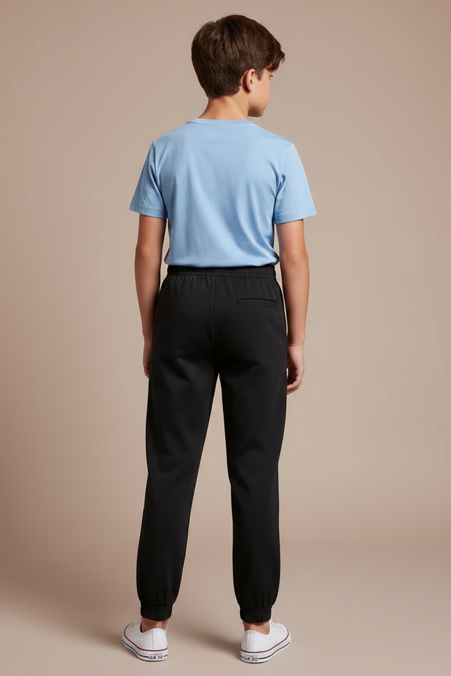 Pantalon Fluide Noir Cuffed Jogger Garçon Décontracté - Polyester - vue 2