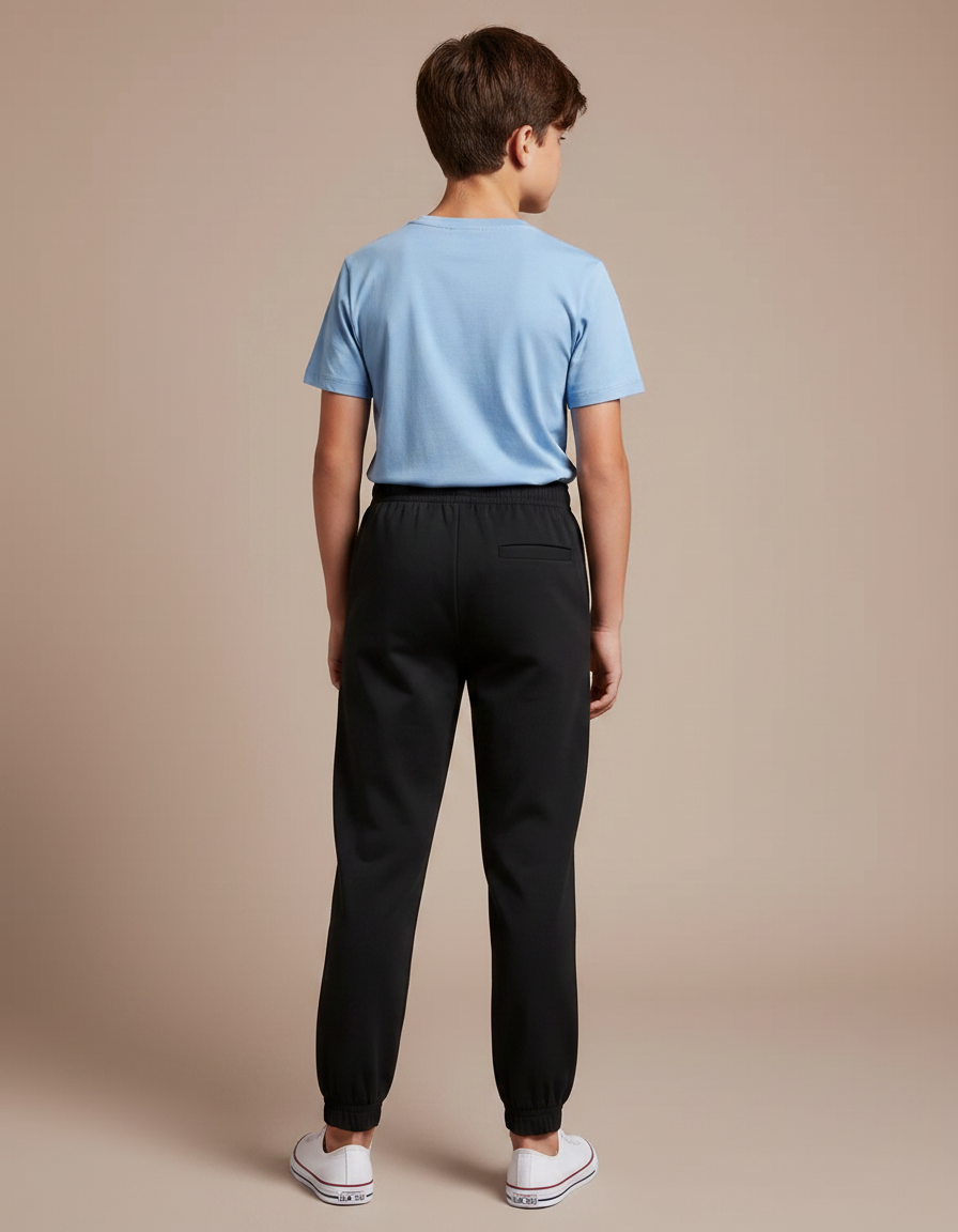 Pantalon Fluide Noir Cuffed Jogger Garçon Décontracté - Polyester - vue 2