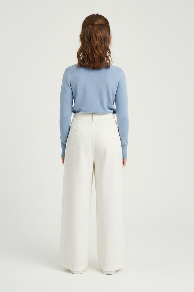 Pantalon Fluide Écru Ample Plissé Décontracté Enfant - Beige Toile - vue 2