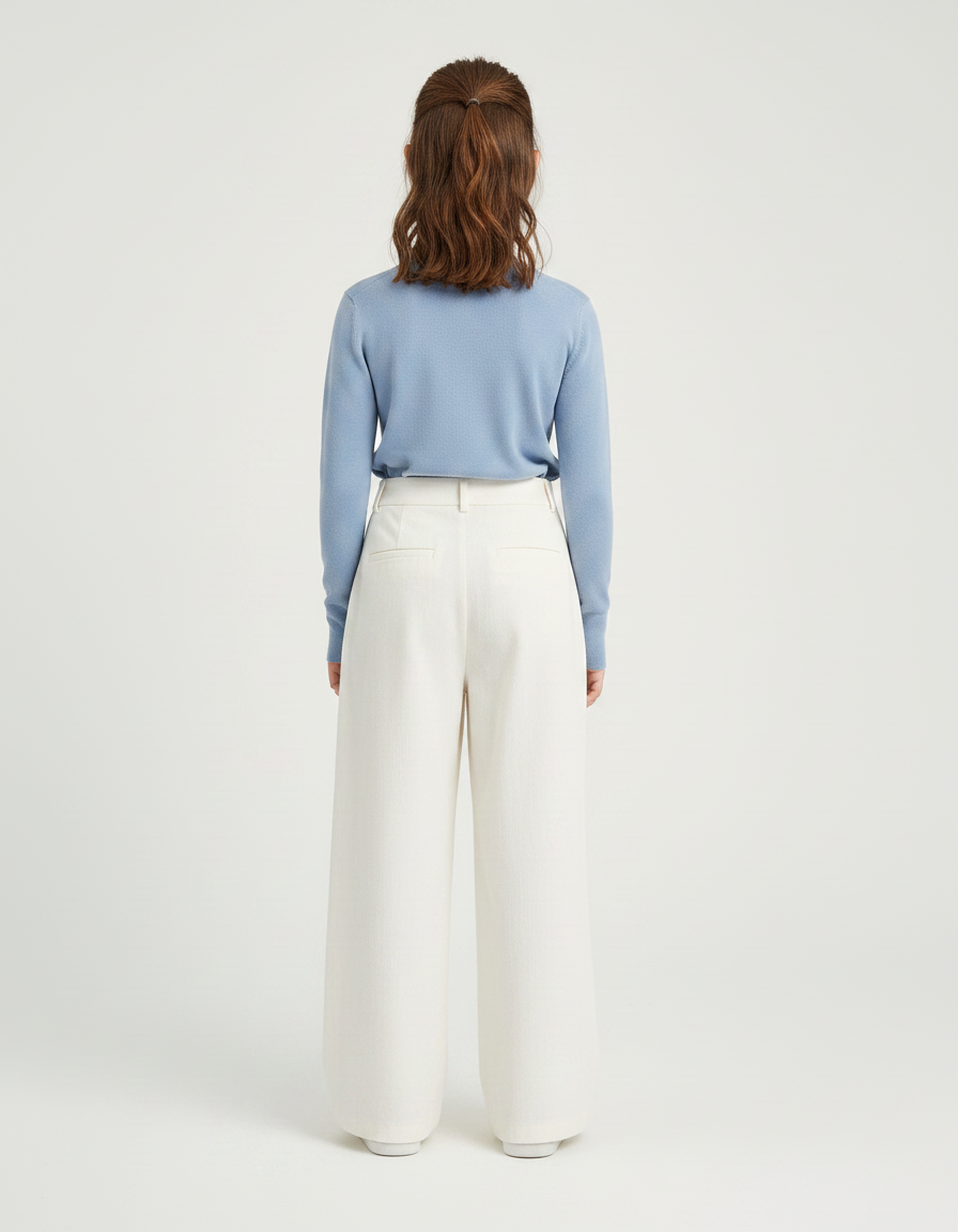 Pantalon Fluide Écru Ample Plissé Décontracté Enfant - Beige Toile - vue 2