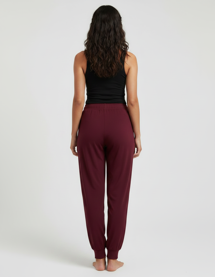 Pantalon Fluide Bordeaux Ample Confortable Femme - Viscose - vue 2