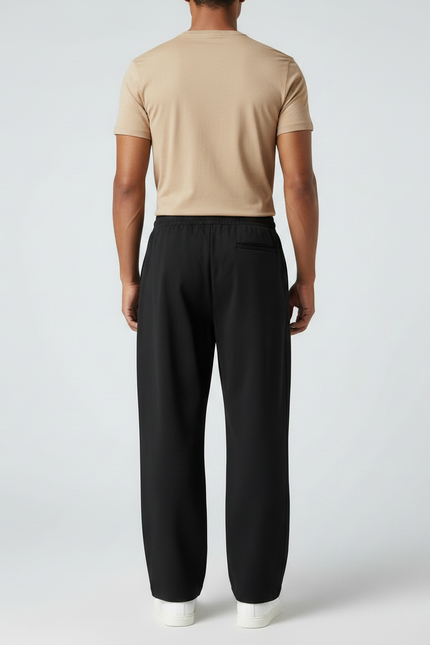 Pantalon Fluide Noir Ample Cordon De Serrage - Polyester - vue 2