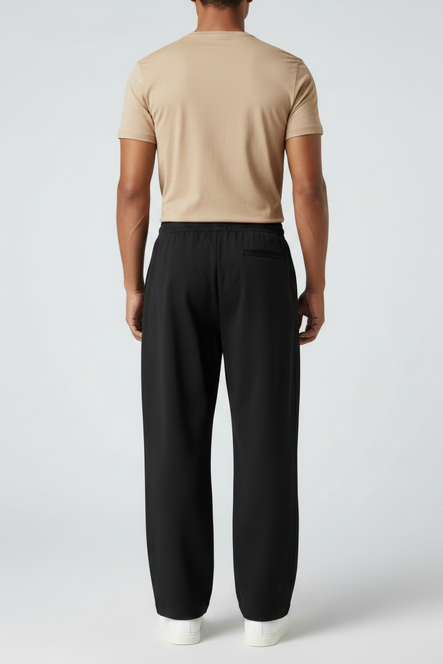 Pantalon Fluide Noir Ample Cordon De Serrage - Polyester - vue 2