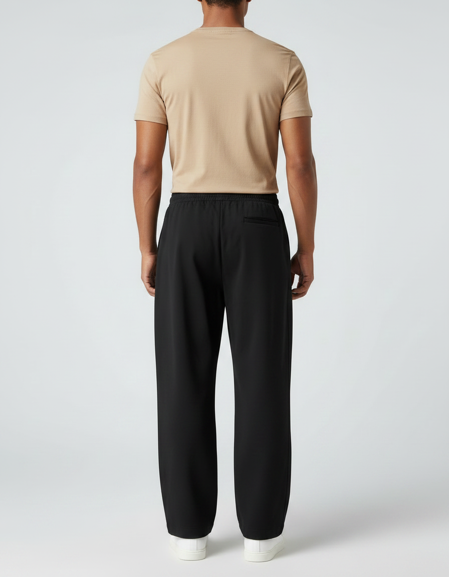 Pantalon Fluide Noir Ample Cordon De Serrage - Polyester - vue 2