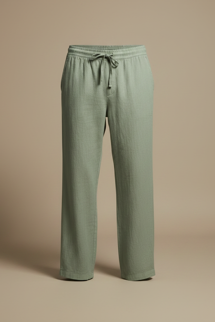 Pantalon Vert Fluide - Lin - vue 3