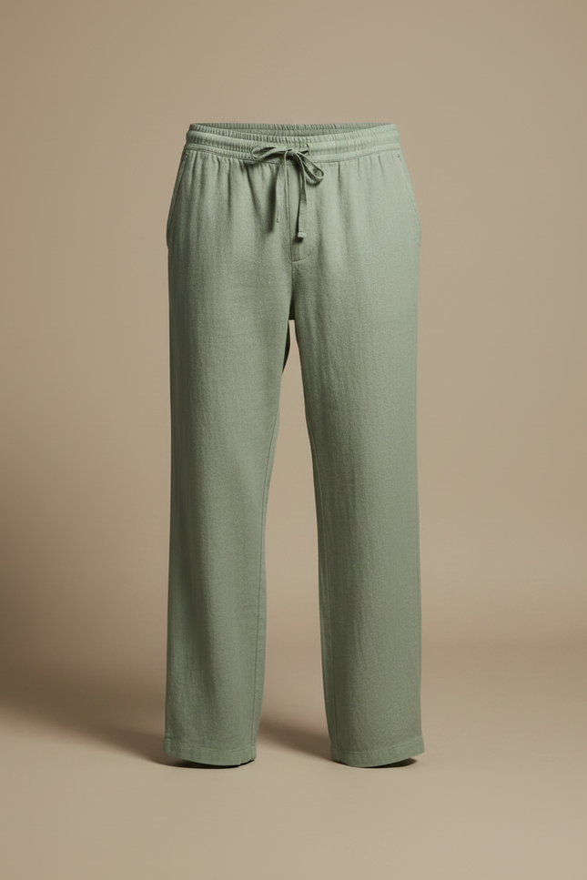 Pantalon Vert Fluide - Lin - vue 3