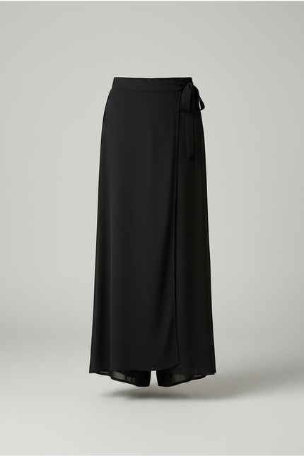 Pantalon Fluide Noir Chiffon Ample Taille Haute Élégant - Polyester - vue 3