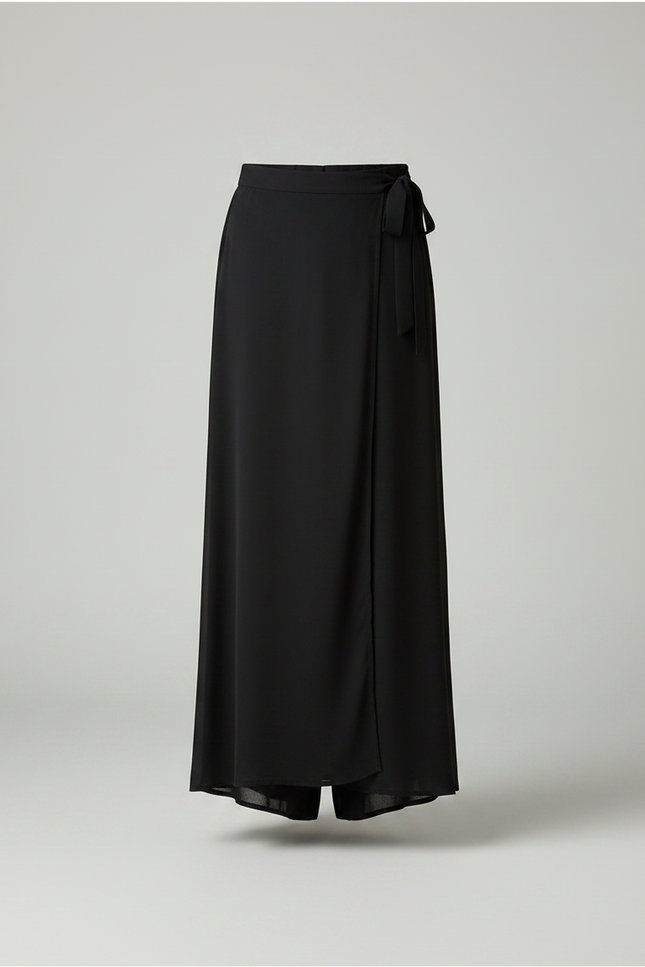 Pantalon Fluide Noir Chiffon Ample Taille Haute Élégant - Polyester - vue 3