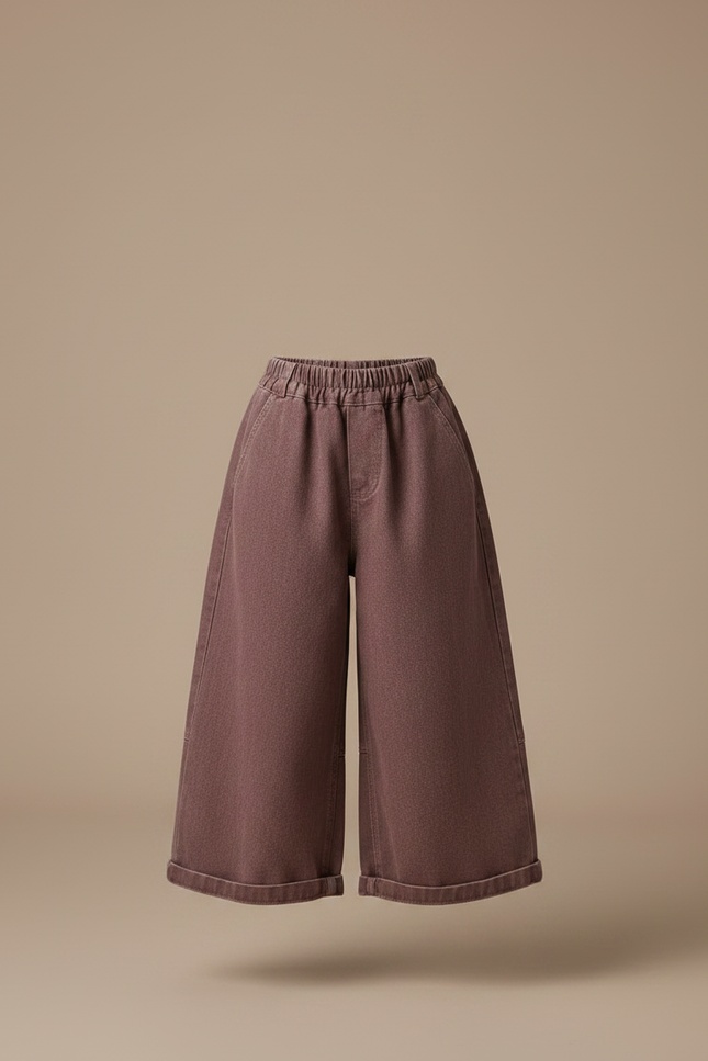 Pantalon Fluide Marron Ample Coton Décontracté Enfant - vue 3
