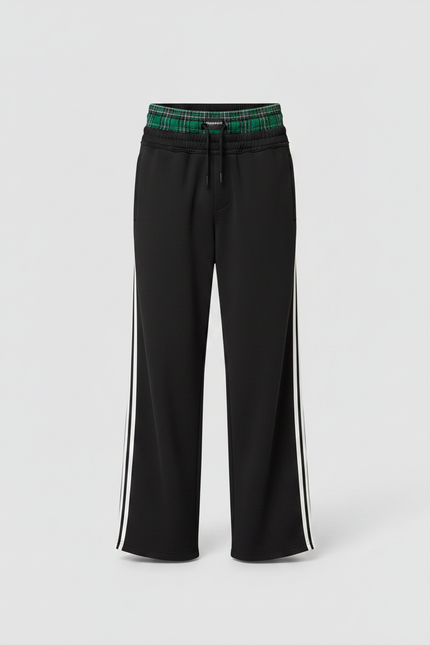 Pantalon Fluide Noir Ample Rayures Sport Homme - Polyester - vue 3