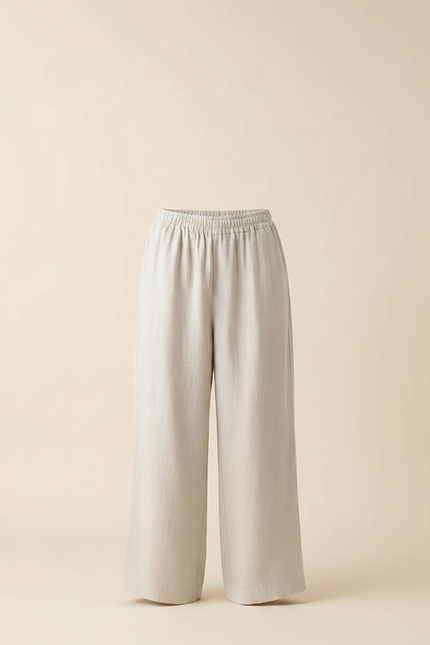 Pantalon Fluide Lin Ample Décontracté Homme - Beige - vue 3