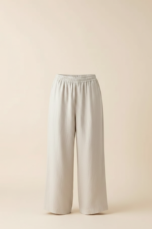 Pantalon Fluide Lin Ample Décontracté Homme - Beige - vue 3