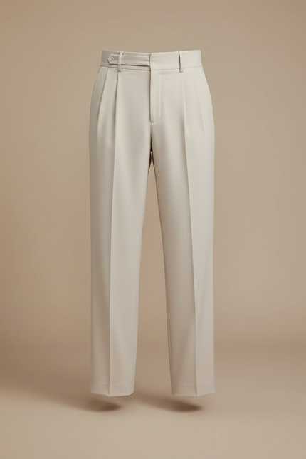 Pantalon Fluide Beige Homme Plissé Élégant Drapé - Polyester - vue 3