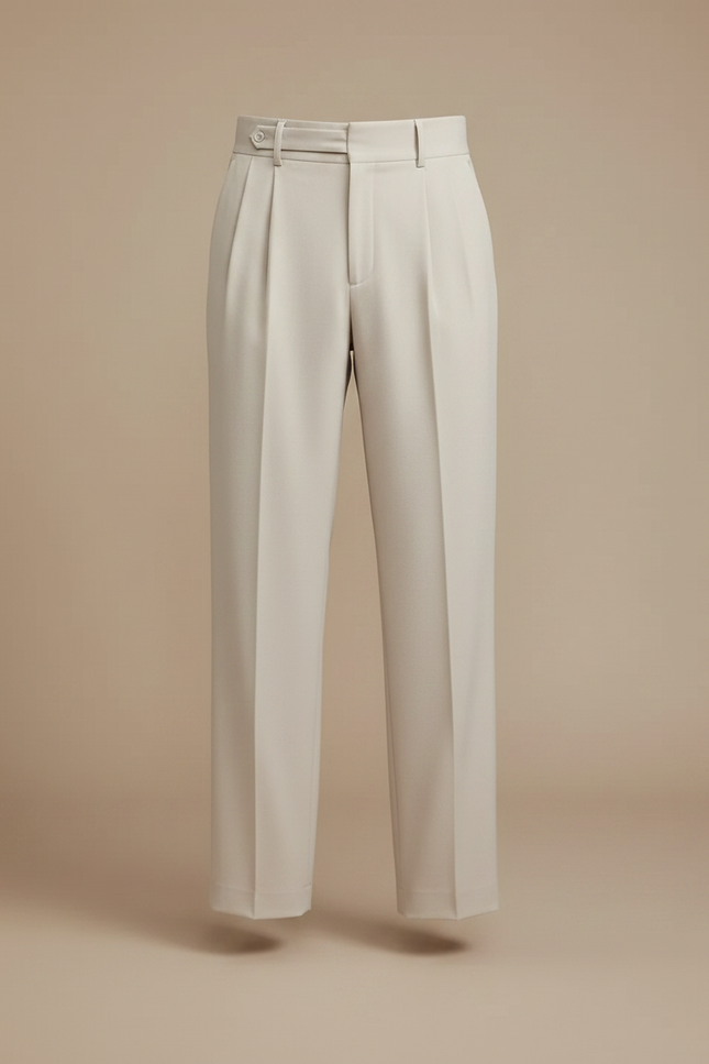 Pantalon Fluide Beige Homme Plissé Élégant Drapé - Polyester - vue 3
