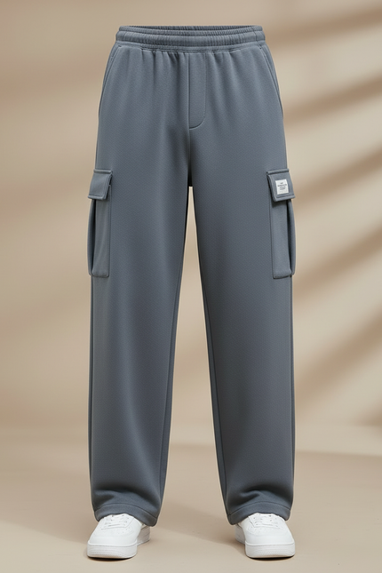 Pantalon Fluide Gris Cargo Ample Décontracté Homme - Molleton - vue 3
