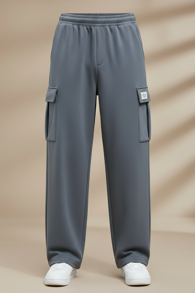 Pantalon Fluide Gris Cargo Ample Décontracté Homme - Molleton - vue 3