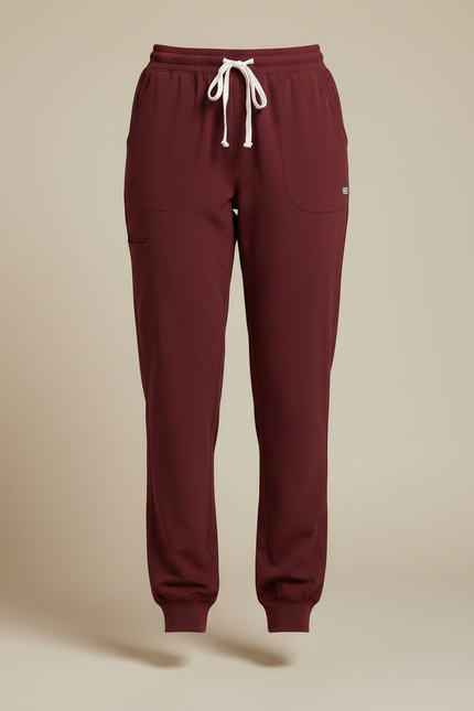 Pantalon Fluide Bordeaux Jogger Cordon Femme Confortable - Polyester - vue 3
