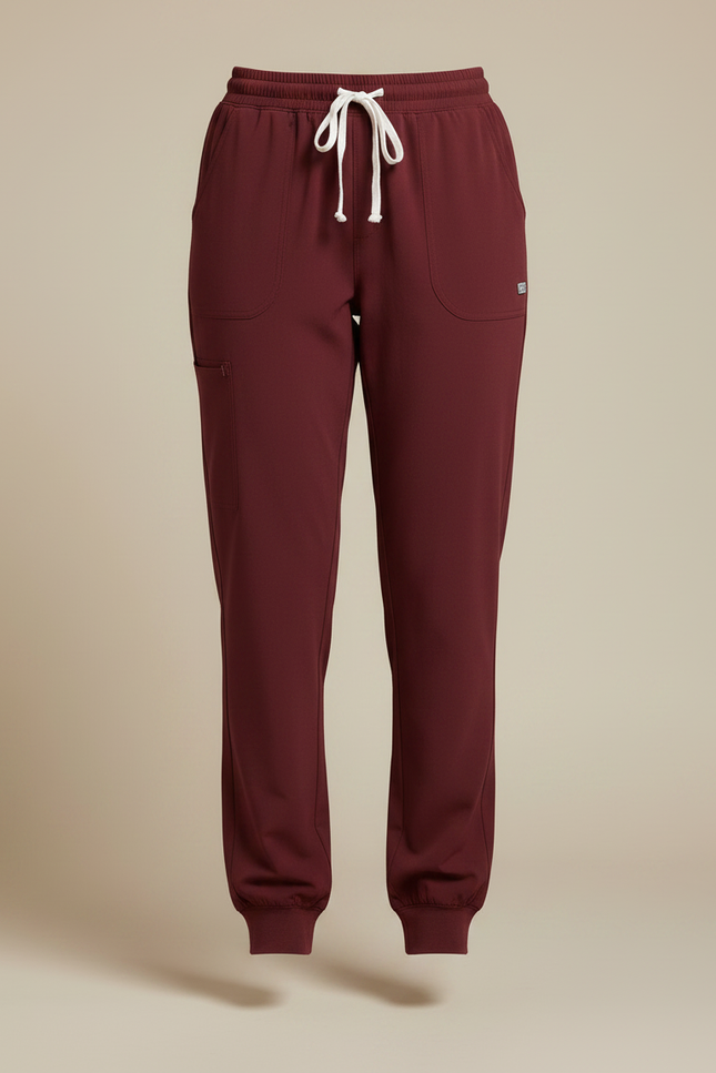 Pantalon Fluide Bordeaux Jogger Cordon Femme Confortable - Polyester - vue 3