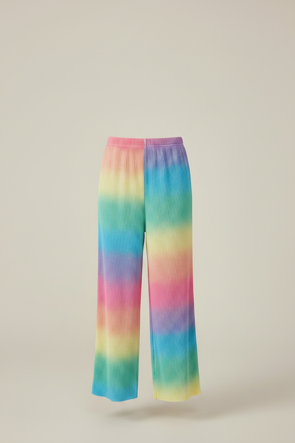 Pantalon Fluide Plissé Arc-en-ciel Ample Confortable Enfant - Multicolore Polyester - vue 3