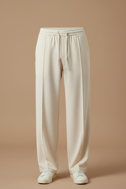 Long Pantalon Fluide - Beige Polyester - vue 3