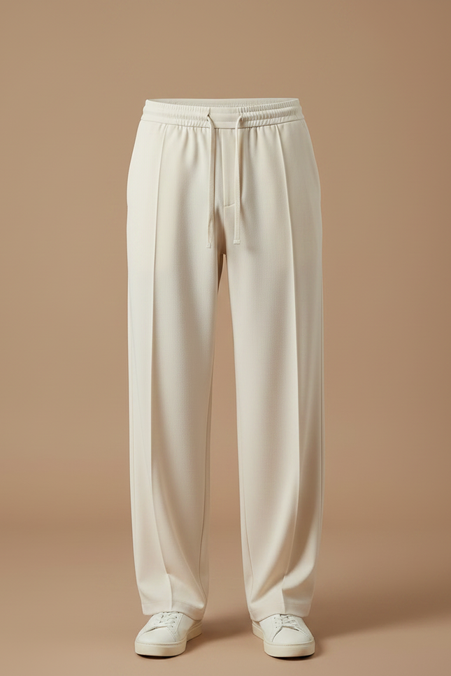 Long Pantalon Fluide - Beige Polyester - vue 3