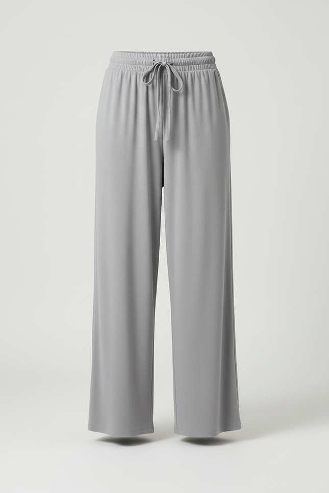 Pantalon Fluide Gris Ample Cordon Confortable - Viscose - vue 3